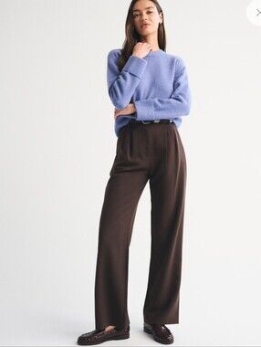 Abercombie & Fitch Sloane Tailored Wide Leg Pant Sz 30 NWOT Dark Coffee Brown